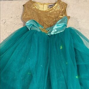 Sparkling Mermaid Costume for Kids in Gold and Teal,  Lights Up